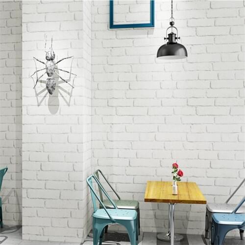 Beibehang White brick background wallpaper Nordic small white brick barber shop waterproof retro white brick pattern wallpaper