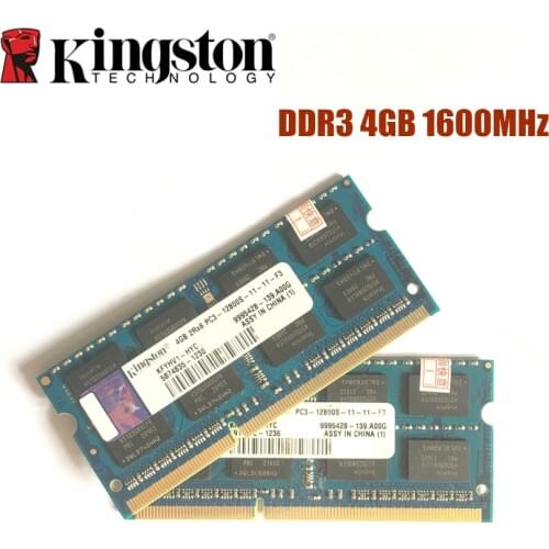 Kingston 8GB (2pcsX4GB) 2Rx8 PC3-12800S DDR3 1600Mhz 4GB Laptop Memory 4G PC3 12800S 1600MHZ Notebook Module SODIMM RAM