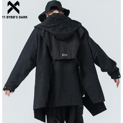 11 BYBBS DARK Autumn Cargo Jacket Coat Men Hooded Windbreaker Jackets Outwear Tactical Function Streetwear Techwear Outwear