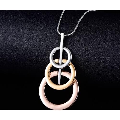 Women Fashion Necklace Simple Sircle Pendant Design Sweater Chain Long Necklace For Woman Jewelry Gift 7 Colors Dropshipping