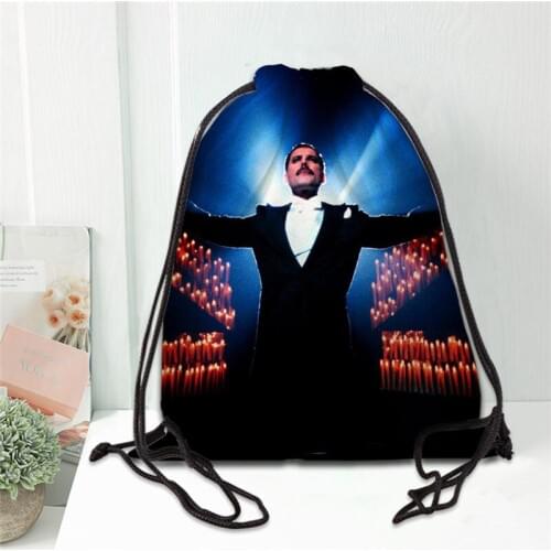 Custom Freddie Mercury Printing Drawstring Backpack Shoe bag Travel Beach School Multi-function Satin Drawstring Bags