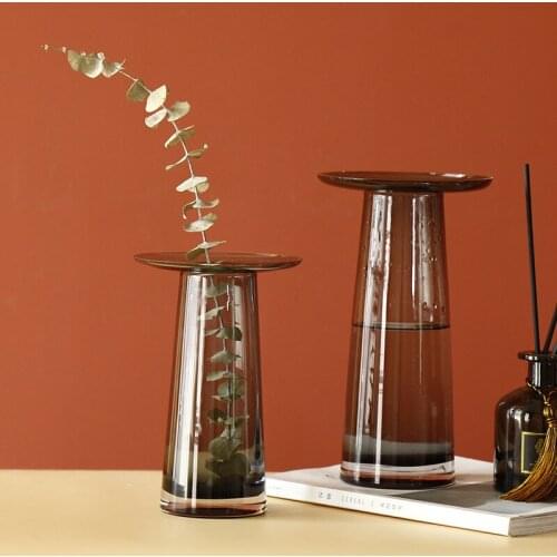 Nordic Ins Korean Net Red Design Transparent Glass Flower Arrangement Vase Living Room Model Room Simple Decorative Ornaments