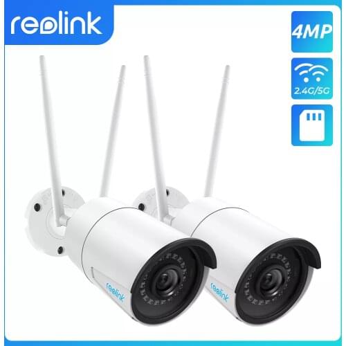[2 Pack] Reolink 2.4G/5Ghz wifi camera 4MP Onvif infrared night vision IP66 waterproof outdoor indoor surveillance RLC-410W