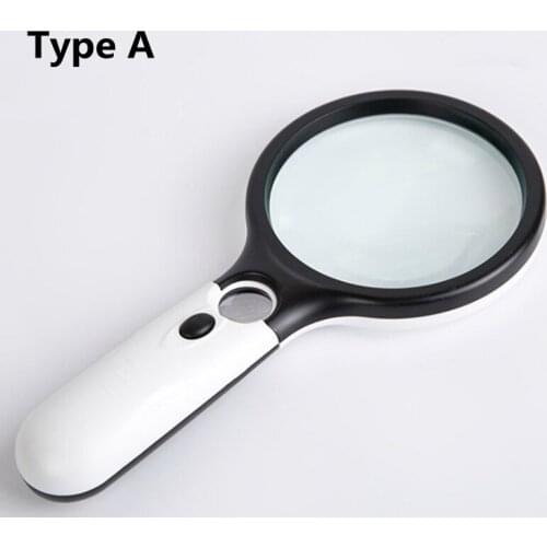 Handheld 3X/45X illuminated magnifying glass for elderly magnifying glass jewelry repair with 3 LED microscope magnifying glass
