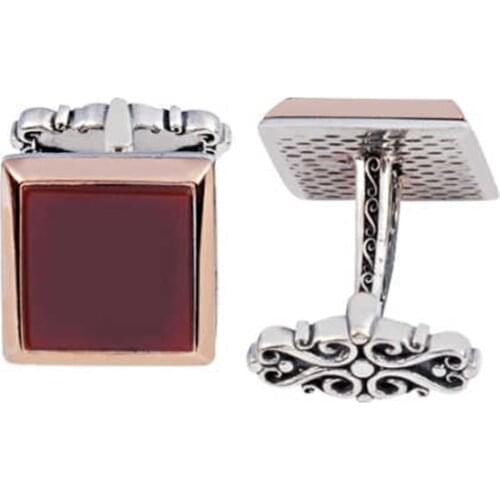 Silver Agate Gemstone Flat Cufflink