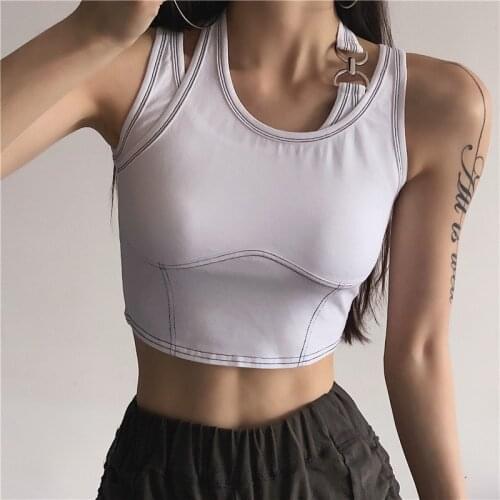 SEASONS Halter Tank Tops Women Techwear Off Shoulder Slim Sexy Corset Top Sleeveless O Neck Casual Basic Crop Tees ASVE83262