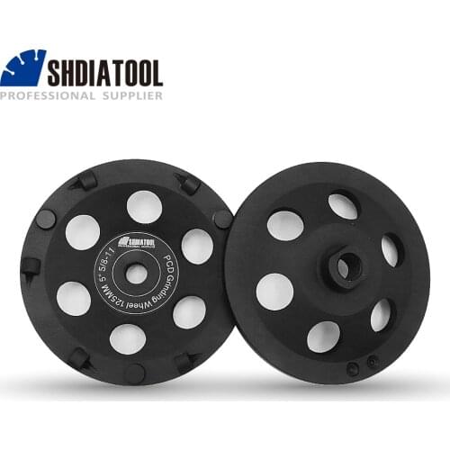 SHDIATOOL 2pcs Dia 125mm/5" 5/8-11 Thread PCD Grinding Cup Wheel Polycrystalline Diamond Grinding Wheel for Removing Glue Mastic