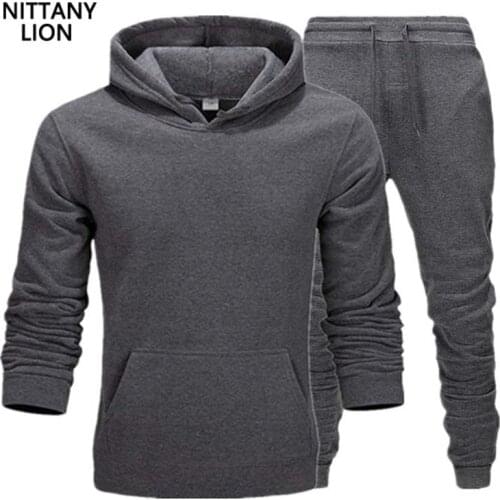 Sets Casual Tracksuit Men Autumn Winter Hooded Sweatshirt Drawstring Pants Outfit Sportswear Male Suit Pullover Two Piece Set