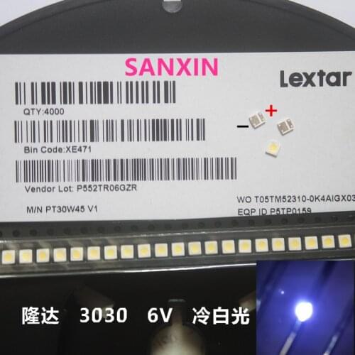 1000pcs Lextar GOOD High Power LED Backlight 1.8 W 3030 6 V Cool white 150-187LM PT30W45 V1 TV Application 3030 LEXTAR