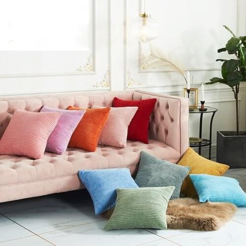 Corduroy Cushion Cover Soft Plush Solid Pillowcase for Sofa Couch Bedroom Warm Decorative Accessories Home Sweet Decor 45x45cm