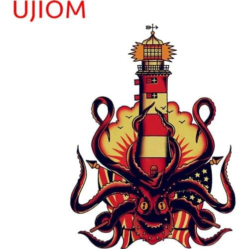 UJIOM Lighthouse and Octopus Tattoo Window Vinyl Wallpaper Waterproof Home Decoration Living Room Decor Wall Stickers