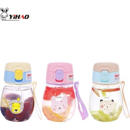YIHAO 350ML High Quality Hot Sale New Fashion Summer Child With Straw Plastic Water Bottle Lovely Cartoon Baby Water Bottle