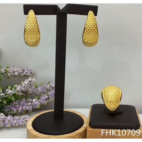 Yuminglai Russia Jewelry Pure Gold Color Earrings Sets for Women FHK10709
