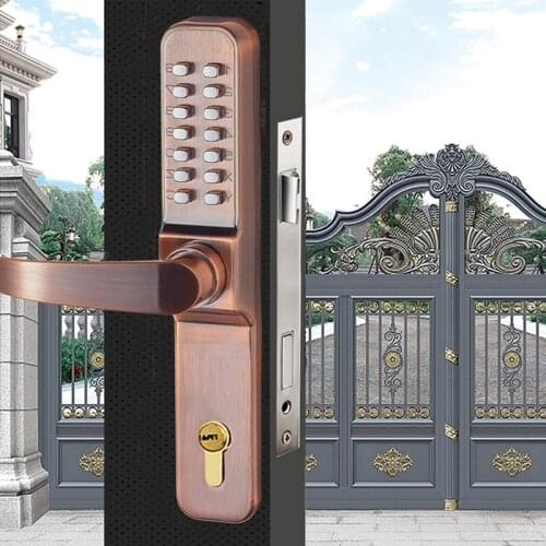Garden Gate Lock Mechanical Door Lock Waterproof Battery Free Key Code Unlock 3585 4085 4585 5085 6085 Swing Gate Lock