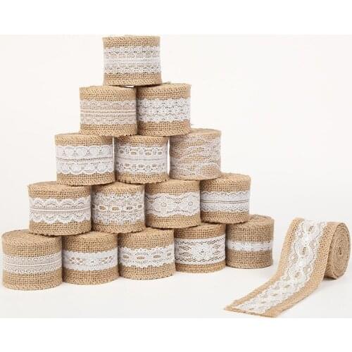 1M Hessian Lace Ribbon Jute Burlap Rustic Chic Wedding Christmas Vintage Craft DIY Handmade Wedding Xmas Craft Linen Lace Rope