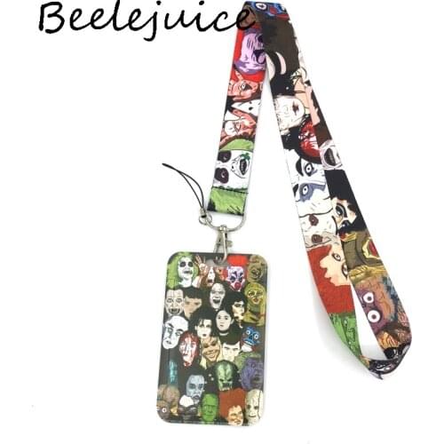 12sets Michale Myers Horror Characters Lanyard Credit Holder Bag Student Women Travel Card Cover Badge Car Keychain Decorations