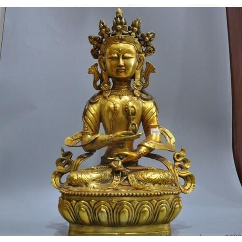 19" Tibet Buddhism bronze copper Tara goddess Vajrasattva Kwan-yin Buddha statue