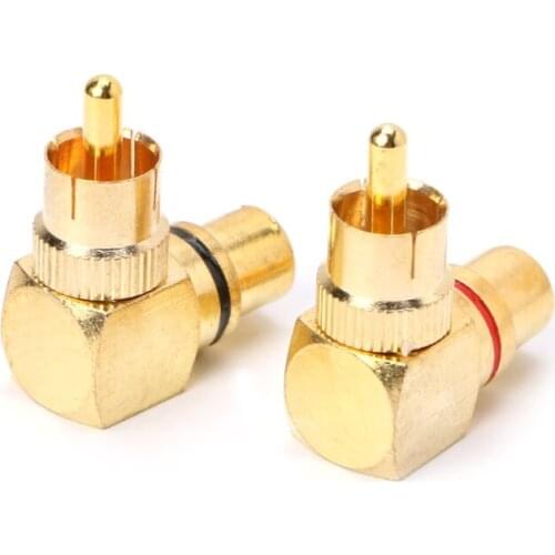 2X Brass RCA Right Angle Male To Female Gold Plated Connector 90 Degree Adapters
