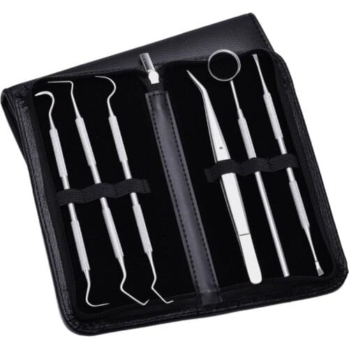 6Pcs Tool Set Stainless Dental Dentist Tooth Clean Hygiene Picks Mirror Kit Oral Health Tooth Cleaning Inspection Tartar Cleaner