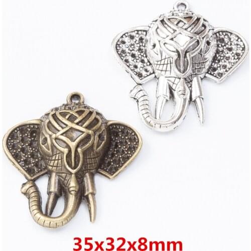 8 pieces of retro metal zinc alloy elephant pendant for DIY handmade jewelry necklace making 7486