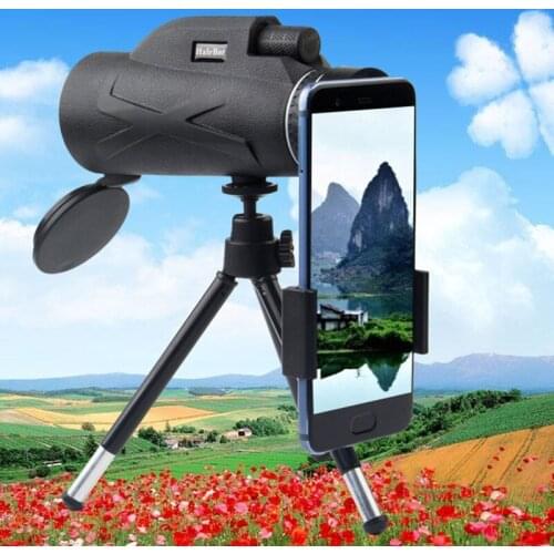80x100 Outdoor Monocular Telescope with Phone Holder and Tripod Stand Kit Night Vision Cellphone Photograph Monoculars for T5UC
