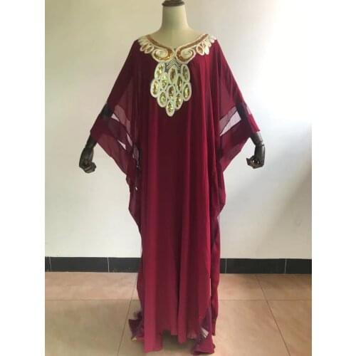 Abaya Womens Fashion Classic Design African Clothes Dashiki Robe Lace Fabric Free Size Have Inside Tail Sleeve Loose Long Dress