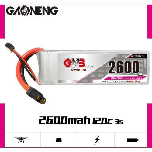 Newest GAONENG GNB 2600mAh 3S 11.1V 120C/240C Lipo Battery With XT60 Plug For RC Helicopter Quadcopter FPV Racing Drone Parts