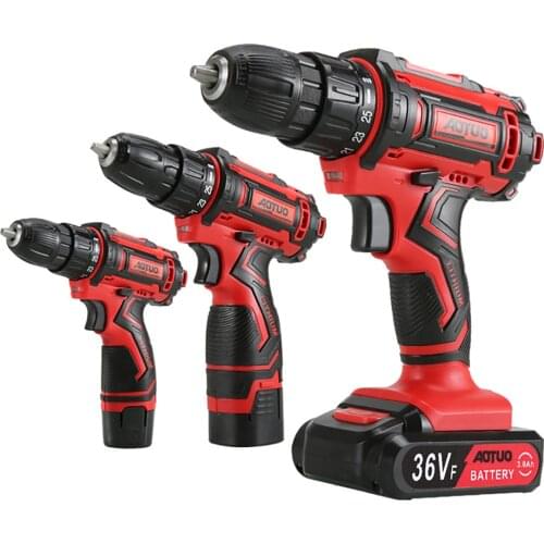 New 12V 18V 36V Cordless Drill Electric Screwdriver Mini Wireless Power Driver DC Lithium-Ion Battery 3/8-Inch Cordless Drill