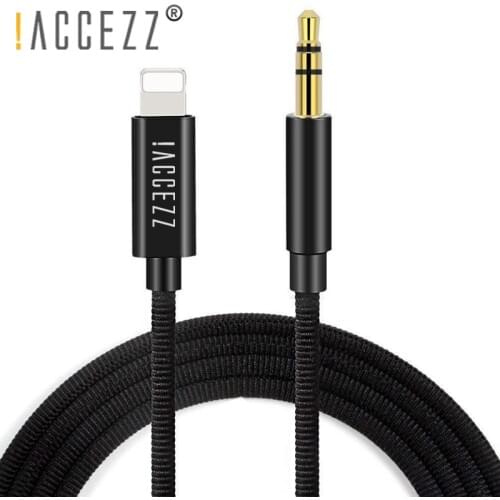!ACCEZZ Car Audio Cable For iphone 7 8 6 X XS MAX XR Plus Connector 3.5mm Jack Headphone Adapter DVD Player AUX Splitter Cord 1M