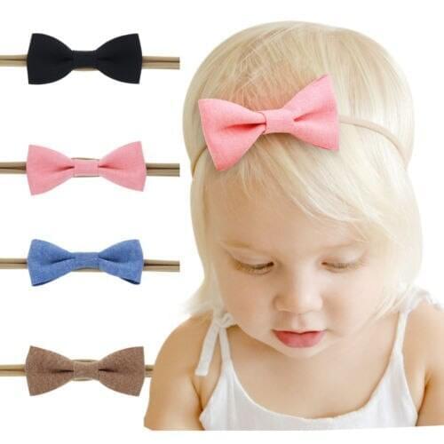 4pcs /Lot Baby Girls Solid Ribbon Hair Bows Headbands Big Bow Hair Bands for Toddler