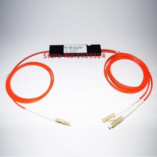 Free Shipping 850/1300nm MM 50/50 Coupling Ratio LC/PC 1x2 FBT Coupler 1*2 FBT Multimode Fiber Optic Splitter