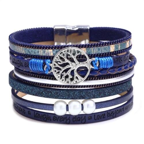 Tree Of Life Women/Men Leather Bracelet Jewelry Ladies Fashion Multilayer Bohemian Wrap Wide Bracelets & Bangles Gift Classic
