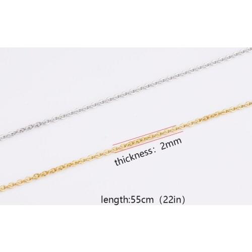 Jaymaxi 2mm Stainless Steel Chain Necklace Gold Color DIY Jewelry Findings 55cm(22inch) Square Cross Style 20Pieces/lot