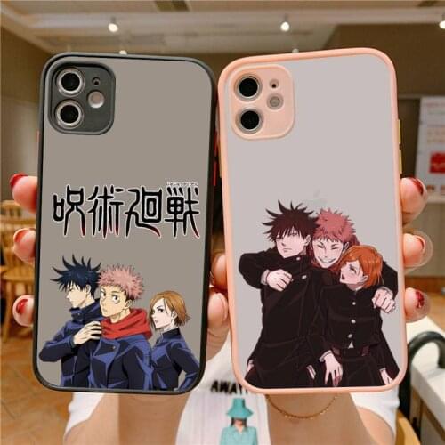 YNDFCNB Jujutsu Kaisen Anime Phone Case for iPhone X XR XS 7 8 Plus 11 12 pro MAX Translucent Matte Shockproof Case