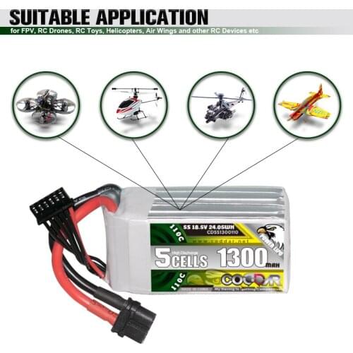 CODDAR 18.5V 1300mAh 5S 110C LiPo Battery Pack with XT60 Plug for Traxxas Car Truck FPV Drone Boat FPV Racing Parts
