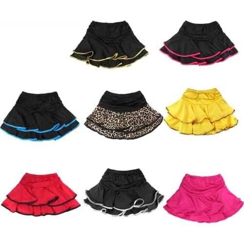 Child Latin dance skirt layered dress Latin practice skirt ruffle dress with briefs JQ-074