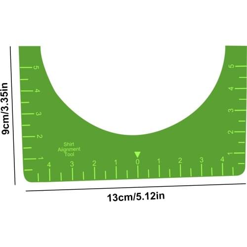 Fluorescent Green T-shirt Guide Ruler Alignment Tool Ruler Round Neck Calibration Tool Centering Tool DIY Sewing JS22