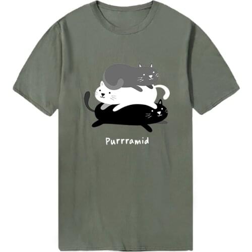 Three Cats Harajuku Mens T Shirts O-Neck Short Sleeve New Tshirts Vintage Outdoor Tees Funny Clothing Tops Male Homme Camiaetas
