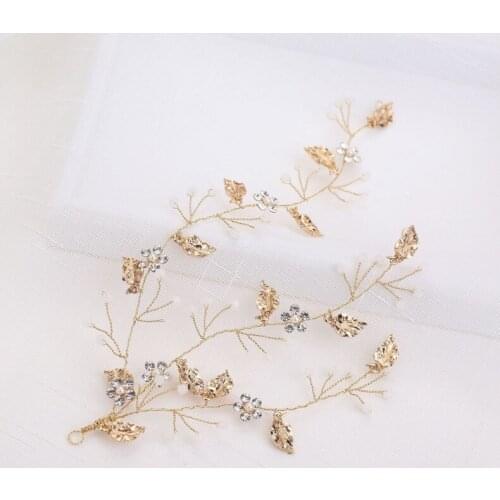 Luxury Rhinestone Flower Hair Combs Headdress Prom Bridal Wedding Hair Accessories Gold Leaves Hair Jewelry Hair Pins
