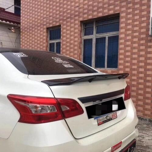 Use For Nissan Sentra Spoiler 2012--2018 Year Real Glossy Carbon Fiber Rear Wing R Style Sport Accessories Body Kit