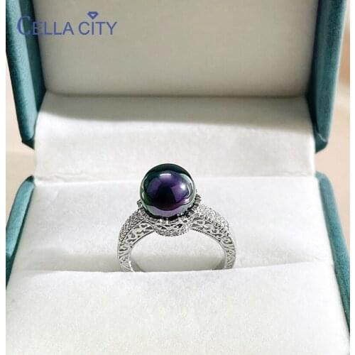 Cellacity Classic 925 Sterling Silver Ring For Charm Lady With 10MM Round Shape Pear Gemstones Women Party Wholesale Gift