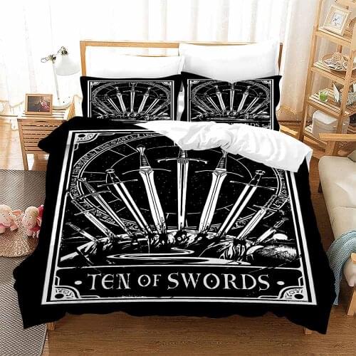 Black and White Bedding Set Magic Tarot sowords Lion Duvet Cover Adults 3D Bed Quilt Cover Bed Set Queen King Size Home Textile
