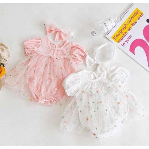 Summer Baby Clothing Princess Bubble Sleeve Baby Girl Bodysuit Tutu Skirt Style Toddler Girl One Piece Little Daisy Baby Clothes