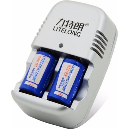 Lithium battery 2pcs 3V 880mAh CR2 + 1pcs intelligent rapid charger, cr2 15270 Battery Charge Set for Polaroid mini25