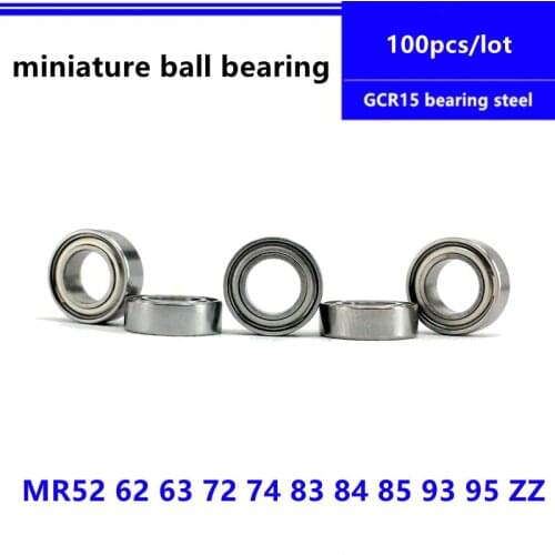 100pcs MR52ZZ MR62ZZ MR63ZZ MR72ZZ MR74ZZ MR83ZZ MR84ZZ MR85ZZ MR93ZZ MR95ZZ 2Z miniature deep groove ball bearings