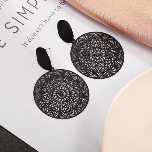 SUMENG Fashion Black Earrings Bohemian Openwork Pattern Earrings Big Statement Earrings For Women 2020 Jewelry Gifts
