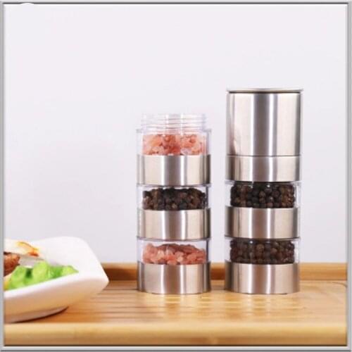 Multi 5 In 1Grinder Manual Pepper Mills Salt Grinder Portable Seasoning Spices Grinders with Ceramic Grinding Core for Barbecue