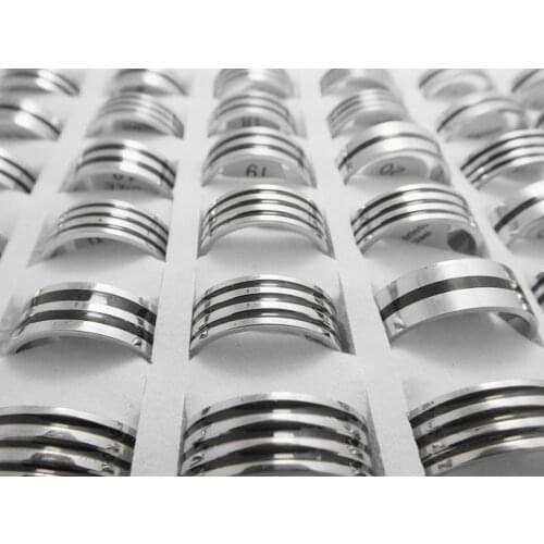 WHOLESALE 100 pcs Inner arc enamel line STAINLESS STEEL RINGS Fashion Jewellery