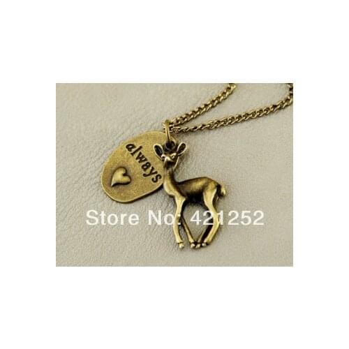 20pcs/lot HP Inspired Necklace,Always, Snape and Lily Patronus Necklace,Bronze Deer Necklace,Love