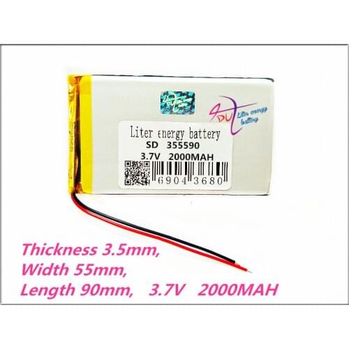 355590 3.7V 2000MAH Polymer Li-ion Battery For Bluetooth Notebook Tablet PC iPAQ E-Book Power Bank PDA Portable DVD DVR GPS MP3